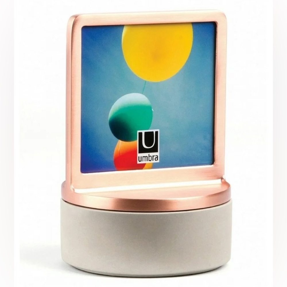 UMBRA “podium” decorative tabletop frame with storage - concrete & copper - NIB